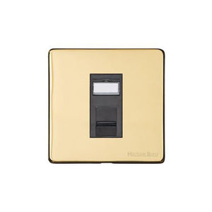 Vintage Range Unlacquered Polished Brass Switches & Sockets, XUL - 1 Gang RJ11 by Heritage Brass By M-Marcus