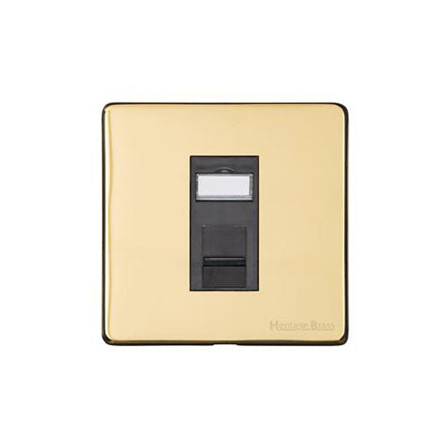 Vintage Range Unlacquered Polished Brass Switches & Sockets, XUL - 1 Gang RJ11 by Heritage Brass By M-Marcus