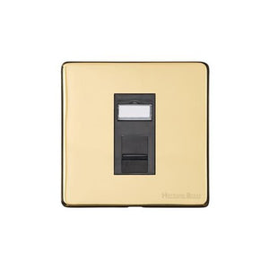 Vintage Range Unlacquered Polished Brass Switches & Sockets, XUL - 1 Gang RJ11 by Heritage Brass By M-Marcus