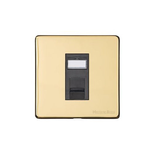 Vintage Range Unlacquered Polished Brass Switches & Sockets, XUL - 1 Gang RJ11 by Heritage Brass By M-Marcus