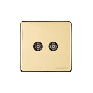 Vintage Range Unlacquered Polished Brass Switches & Sockets, XUL - TV/FM Diplexed Socket by Heritage Brass By M-Marcus