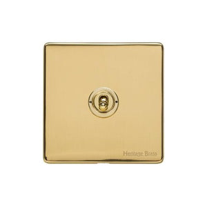Vintage Range Unlacquered Polished Brass Switches & Sockets, XUL - 1 Gang Intermediate Toggle Switch by Heritage Brass By M-Marcus