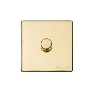 Vintage Range Unlacquered Polished Brass Switches & Sockets, XUL - 1 Gang TED Dimmer (Compatible with LED Lamps) by Heritage Brass By M-Marcus