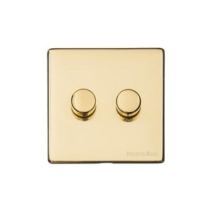 Vintage Range Unlacquered Polished Brass Switches & Sockets, XUL - 2G Multi Location Secondary Dimmer by Heritage Brass By M-Marcus