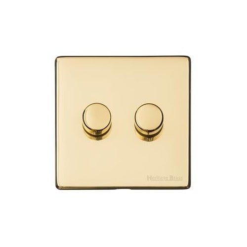 Vintage Range Unlacquered Polished Brass Switches & Sockets, XUL - 2G Multi Location Secondary Dimmer by Heritage Brass By M-Marcus