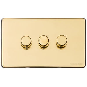 Vintage Range Unlacquered Polished Brass Switches & Sockets, XUL - 3G Multi Location Primary Dimmer by Heritage Brass By M-Marcus