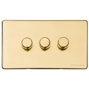 Vintage Range Polished Brass Switches & Sockets, X01 - 3G Multi Location Primary Dimmer by Heritage Brass By M-Marcus