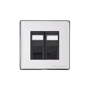 Vintage Range Polished Chrome Switches & Sockets, X02 - 2 Gang RJ45 by Heritage Brass By M-Marcus