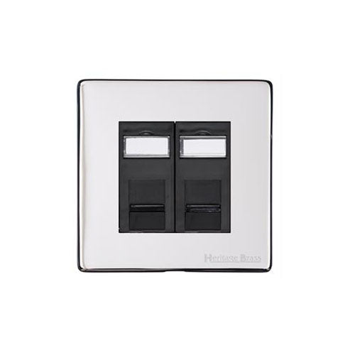 Vintage Range Polished Chrome Switches & Sockets, X02 - 2 Gang RJ45 by Heritage Brass By M-Marcus