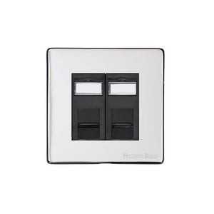 Vintage Range Polished Chrome Switches & Sockets, X02 - 2 Gang RJ45 by Heritage Brass By M-Marcus