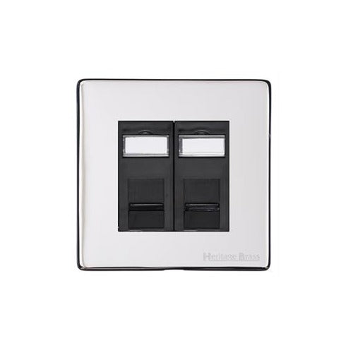 Vintage Range Polished Chrome Switches & Sockets, X02 - 2 Gang RJ45 by Heritage Brass By M-Marcus