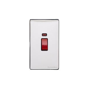 Vintage Range Polished Chrome Switches & Sockets, X02 - 45A DP Cooker Switch with Neon (tall plate) by Heritage Brass By M-Marcus