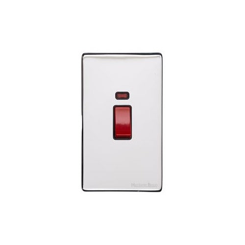 Vintage Range Polished Chrome Switches & Sockets, X02 - 45A DP Cooker Switch with Neon (tall plate) by Heritage Brass By M-Marcus