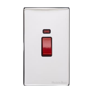 Vintage Range Polished Chrome Switches & Sockets, X02 - 45A DP Cooker Switch with Neon (tall plate) by Heritage Brass By M-Marcus