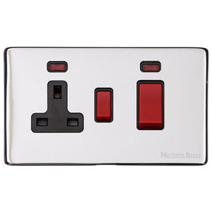 Vintage Range Polished Chrome Switches & Sockets, X02 - 45A Cooker Unit + 13A Socket by Heritage Brass By M-Marcus