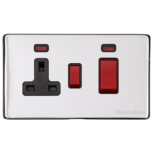 Vintage Range Polished Chrome Switches & Sockets, X02 - 45A Cooker Unit + 13A Socket by Heritage Brass By M-Marcus