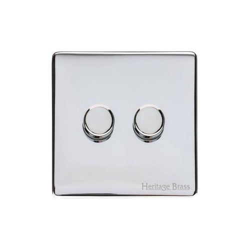 Vintage Range Polished Chrome Switches & Sockets, X02 - 2G Multi Location Secondary Dimmer by Heritage Brass By M-Marcus