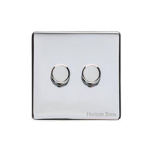 Vintage Range Polished Chrome Switches & Sockets, X02 - 2G Multi Location Secondary Dimmer by Heritage Brass By M-Marcus