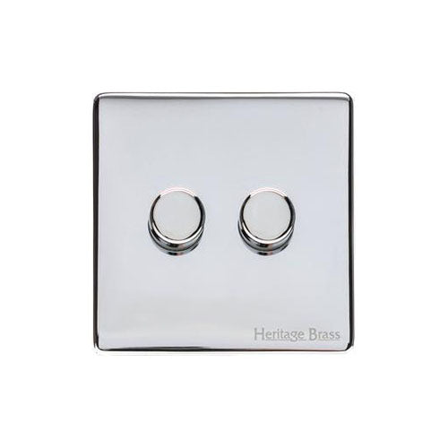 Vintage Range Polished Chrome Switches & Sockets, X02 - 2G Multi Location Secondary Dimmer by Heritage Brass By M-Marcus