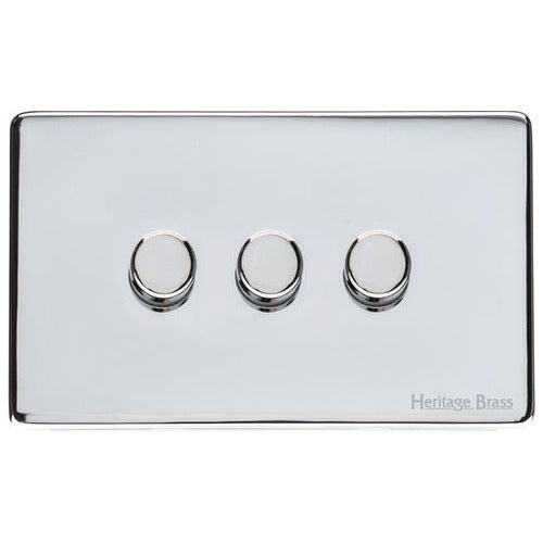 Vintage Range Polished Chrome Switches & Sockets, X02 - 3G Multi Location Secondary Dimmer by Heritage Brass By M-Marcus