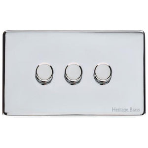 Vintage Range Polished Chrome Switches & Sockets, X02 - 3G Multi Location Primary Dimmer by Heritage Brass By M-Marcus