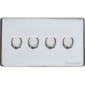 Vintage Range Polished Chrome Switches & Sockets, X02 - 4G Multi Location Primary Dimmer by Heritage Brass By M-Marcus