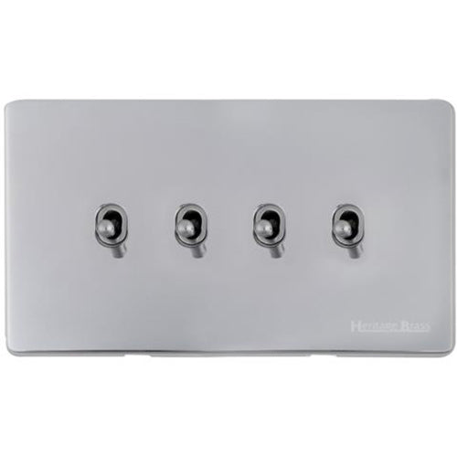 Vintage Range Polished Chrome Switches & Sockets, X02 - 4 Gang Stockholm Toggle by Heritage Brass By M-Marcus
