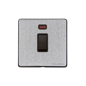 Windsor Range Satin Chrome Silk Switches & Sockets, WN35 - 20A Double Pole Switch with Neon by Heritage Brass By M-Marcus