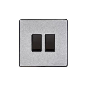Windsor Range Satin Chrome Silk Switches & Sockets, WN35 - 2 Gang Rocker Switch by Heritage Brass By M-Marcus