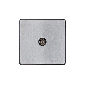Windsor Range Satin Chrome Silk Switches & Sockets, WN35 - 1 Gang Non-Isolated TV Coaxial Socket by Heritage Brass By M-Marcus