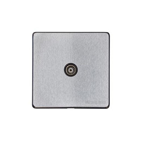 Windsor Range Satin Chrome Silk Switches & Sockets, WN35 - 1 Gang Non-Isolated TV Coaxial Socket by Heritage Brass By M-Marcus