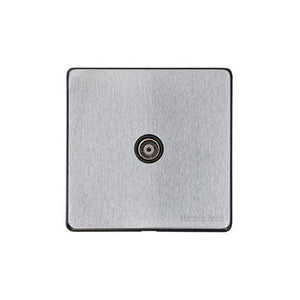 Windsor Range Satin Chrome Silk Switches & Sockets, WN35 - 1 Gang Isolated TV Coaxial Socket by Heritage Brass By M-Marcus