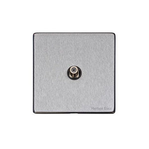 Windsor Range Satin Chrome Silk Switches & Sockets, WN35 - 1 Gang Satellite Socket by Heritage Brass By M-Marcus