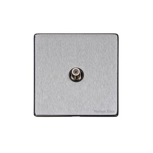 Windsor Range Satin Chrome Silk Switches & Sockets, WN35 - 1 Gang Satellite Socket by Heritage Brass By M-Marcus