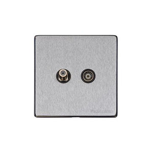 Windsor Range Satin Chrome Silk Switches & Sockets, WN35 - TV/Satellite Socket by Heritage Brass By M-Marcus