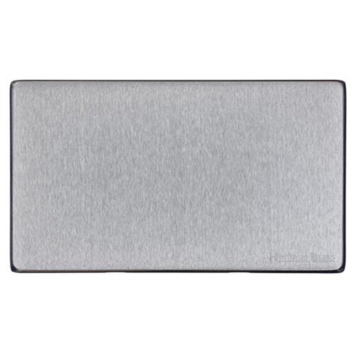 Windsor Range Satin Chrome Silk Switches & Sockets, WN35 - Double Blank Plate by Heritage Brass By M-Marcus