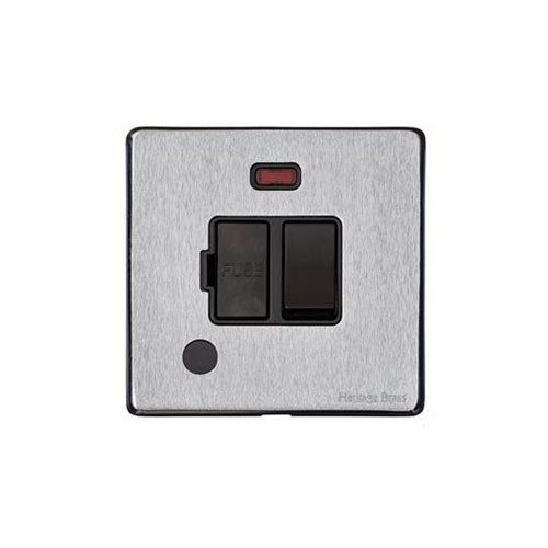 Windsor Range Satin Chrome Silk Switches & Sockets, WN35 - Switched Spur with Neon + Cord (13 Amp) by Heritage Brass By M-Marcus