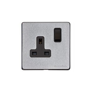 Windsor Range Satin Chrome Silk Switches & Sockets, WN35 - Single Socket (13 Amp) by Heritage Brass By M-Marcus