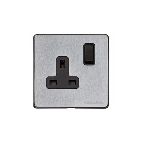 Windsor Range Satin Chrome Silk Switches & Sockets, WN35 - Single Socket (13 Amp) by Heritage Brass By M-Marcus