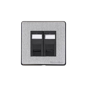 Windsor Range Satin Chrome Silk Switches & Sockets, WN35 - 2 Gang Secondary Line Socket by Heritage Brass By M-Marcus