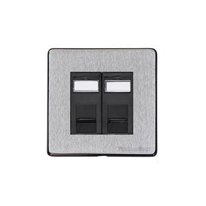 Vintage Range Satin Chrome Switches & Sockets, X03 - 2 Gang RJ45 by Heritage Brass By M-Marcus