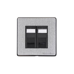 Vintage Range Satin Chrome Switches & Sockets, X03 - 2 Gang RJ45 by Heritage Brass By M-Marcus