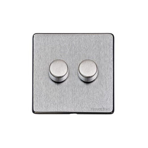 Vintage Range Satin Chrome Switches & Sockets, X03 - 2G Multi Location Secondary Dimmer by Heritage Brass By M-Marcus