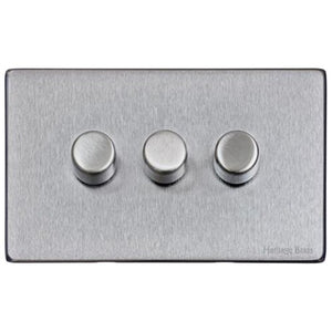 Vintage Range Satin Chrome Switches & Sockets, X03 - 3G Multi Location Primary Dimmer by Heritage Brass By M-Marcus