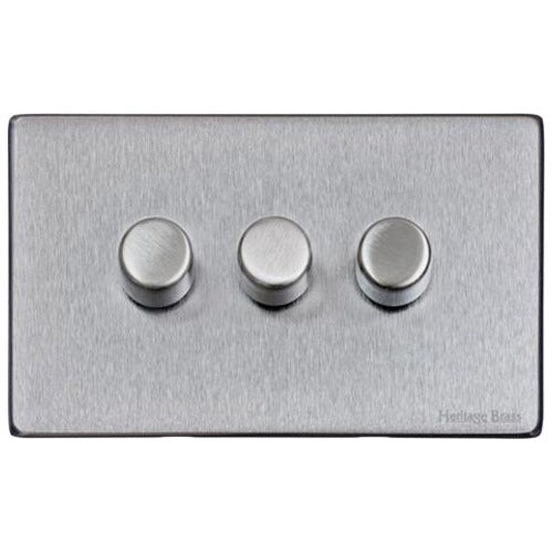 Vintage Range Satin Chrome Switches & Sockets, X03 - 3G Multi Location Primary Dimmer by Heritage Brass By M-Marcus