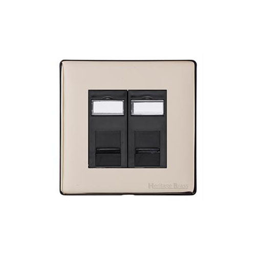 Windsor Range Satin Nickel Switches & Sockets, WN5 - 2 Gang Secondary Line Socket by Heritage Brass By M-Marcus