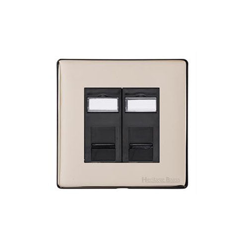 Windsor Range Satin Nickel Switches & Sockets, WN5 - 2 Gang CAT6 by Heritage Brass By M-Marcus
