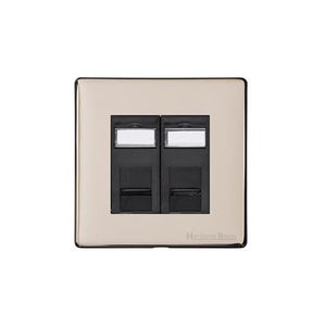 Vintage Range Satin Nickel Switches & Sockets, X05 - 2 Gang RJ45 by Heritage Brass By M-Marcus