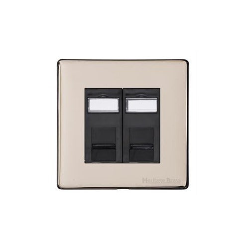 Vintage Range Satin Nickel Switches & Sockets, X05 - 2 Gang RJ45 by Heritage Brass By M-Marcus