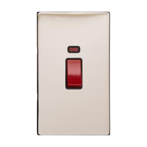 Vintage Range Satin Nickel Switches & Sockets, X05 - 45A DP Cooker Switch with Neon (tall plate) by Heritage Brass By M-Marcus